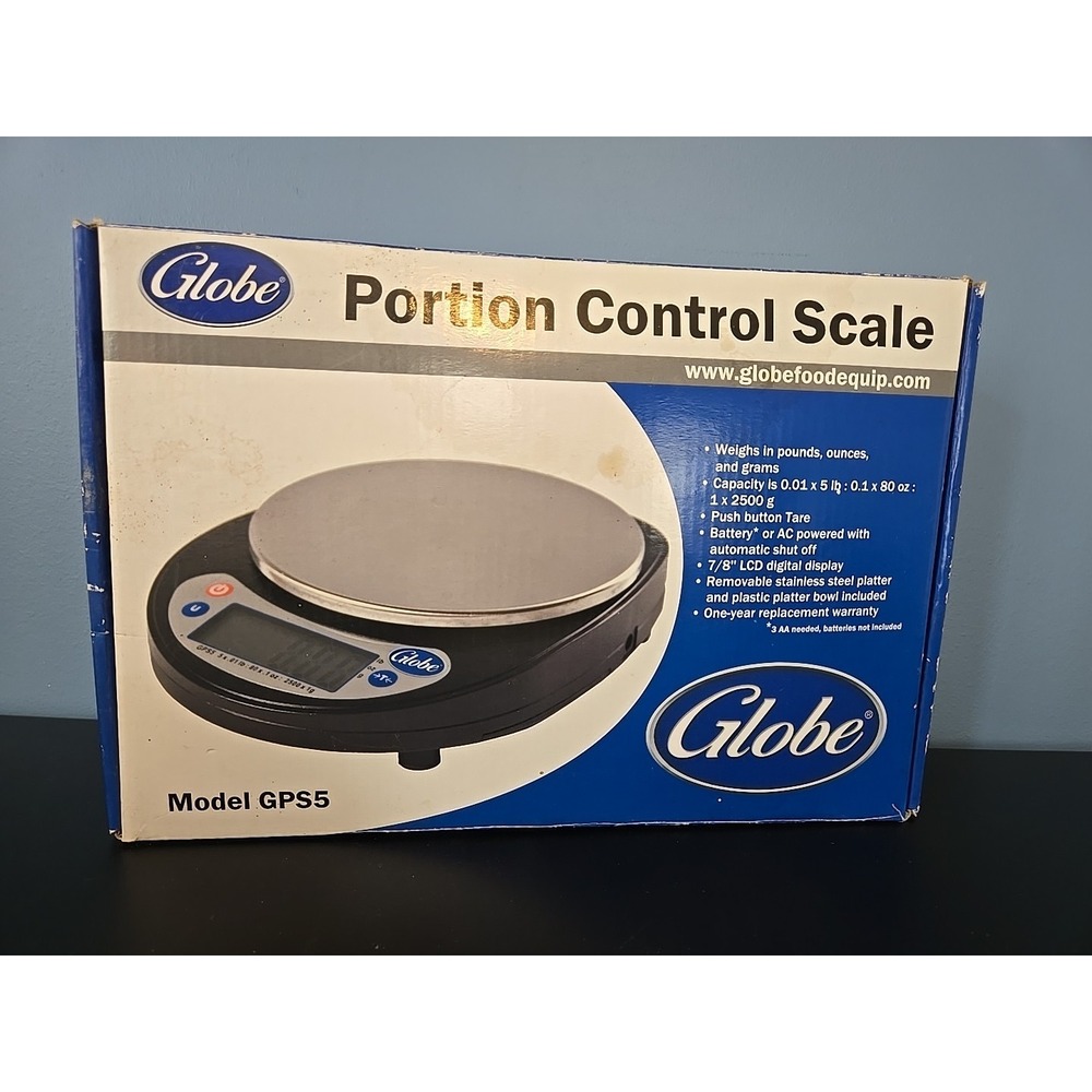 Globe GPS5 5lb Digital Portion Control‎ Scale With Plastic Platter Bowl
